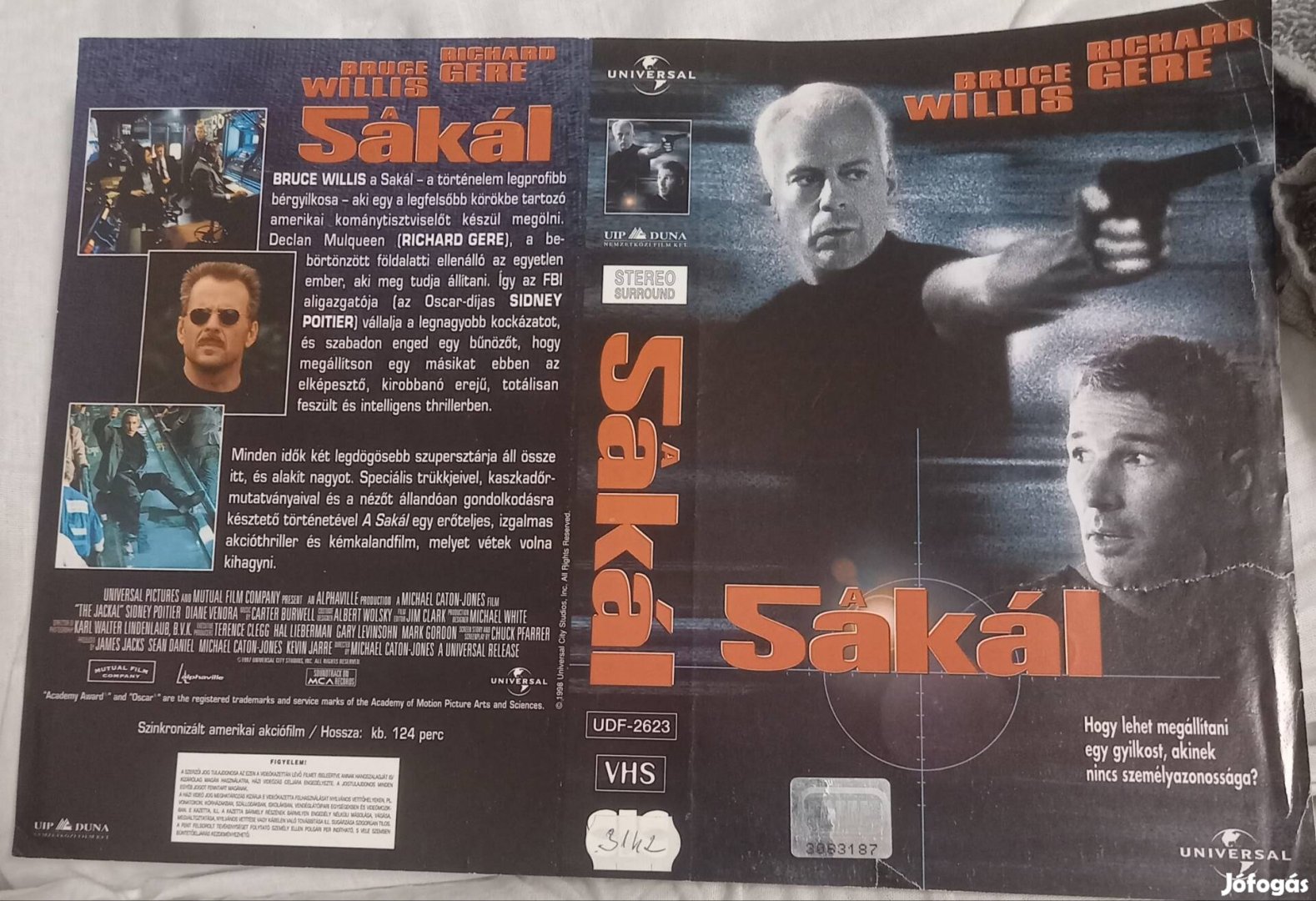 A sakál - krimi vhs - Bruce Willis - nagytok