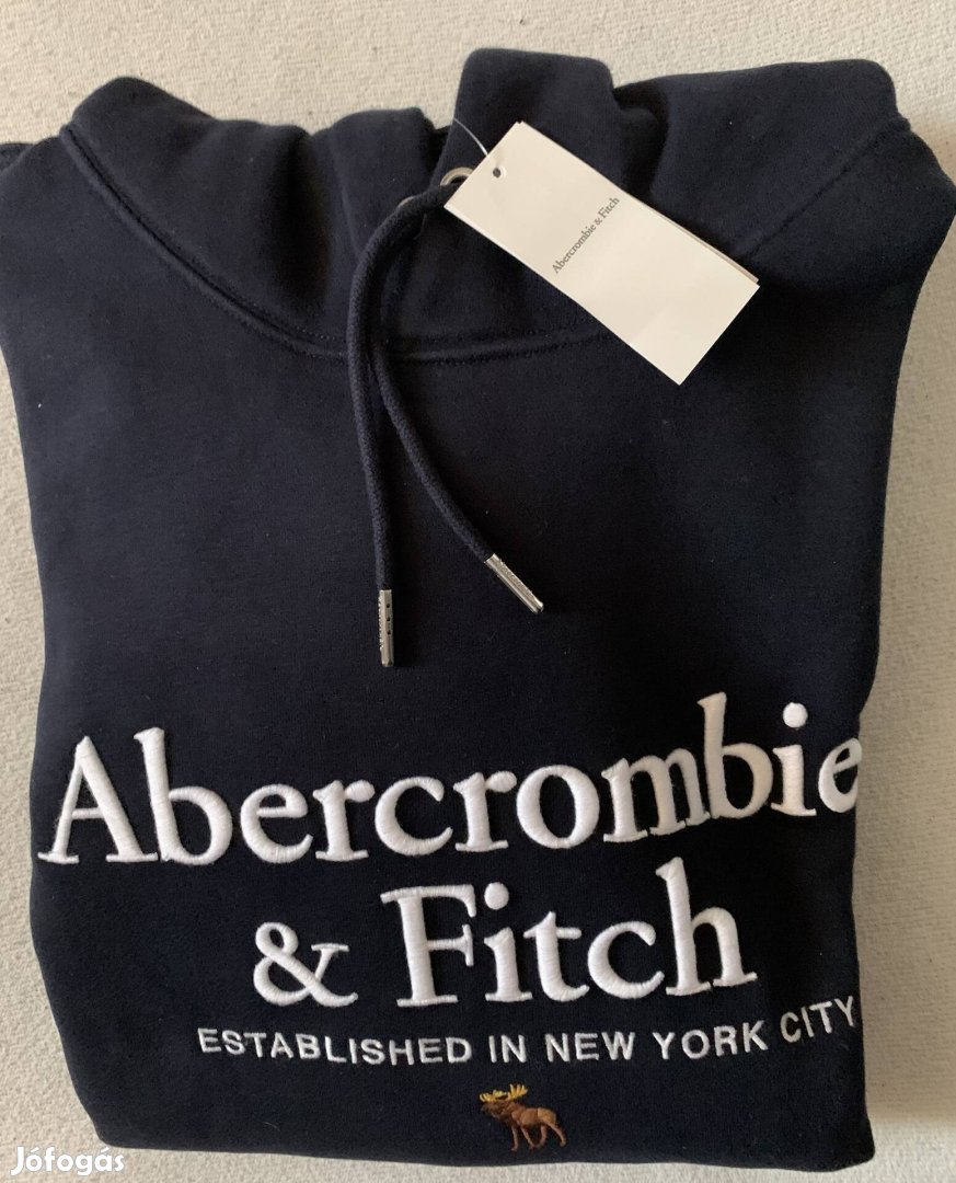 Abercrombie & Fitch új sötét kék színű,kapucnis pulcsi XL