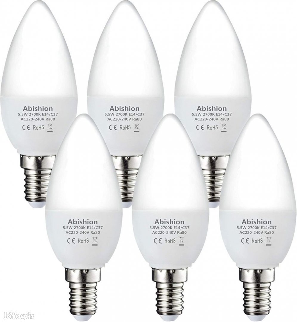 Abishion E14 LED Izzó  5.5W, Meleg Fehér Fény, 6 darabos Kiszerelés