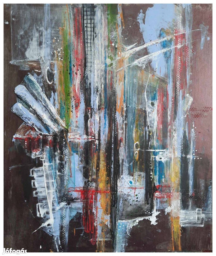 Absztrakt festmény keretezve az alkotótól