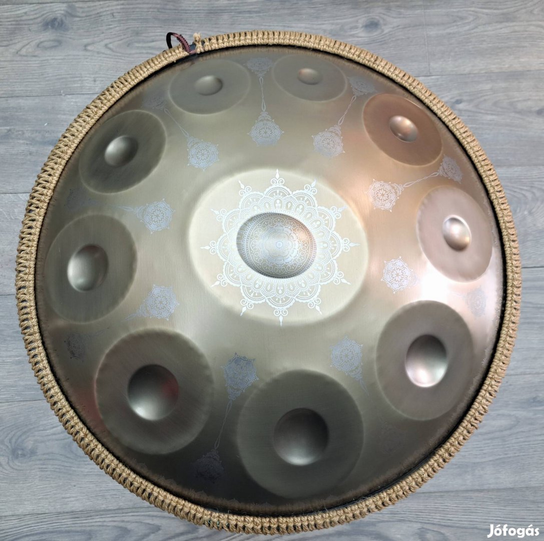 Acél Handpan, mandala mintás, 10 hang, 55cm