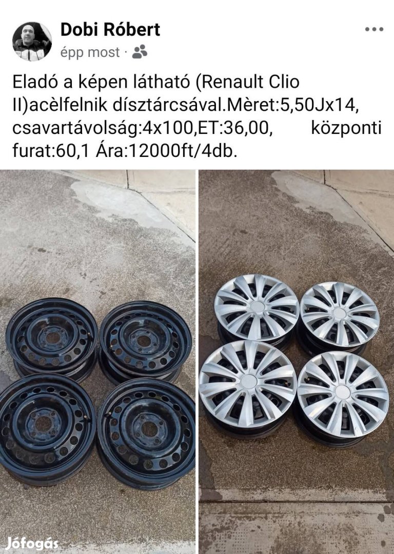 Acélfelnik dísztárcsával eladó