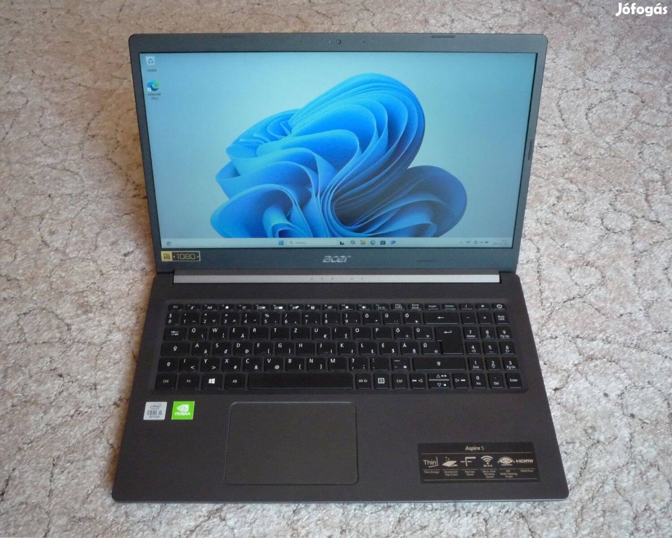 Acer A515-54G laptop - i5 10 gen., 12GB, 256GB, MX250, Fullhd, Win11