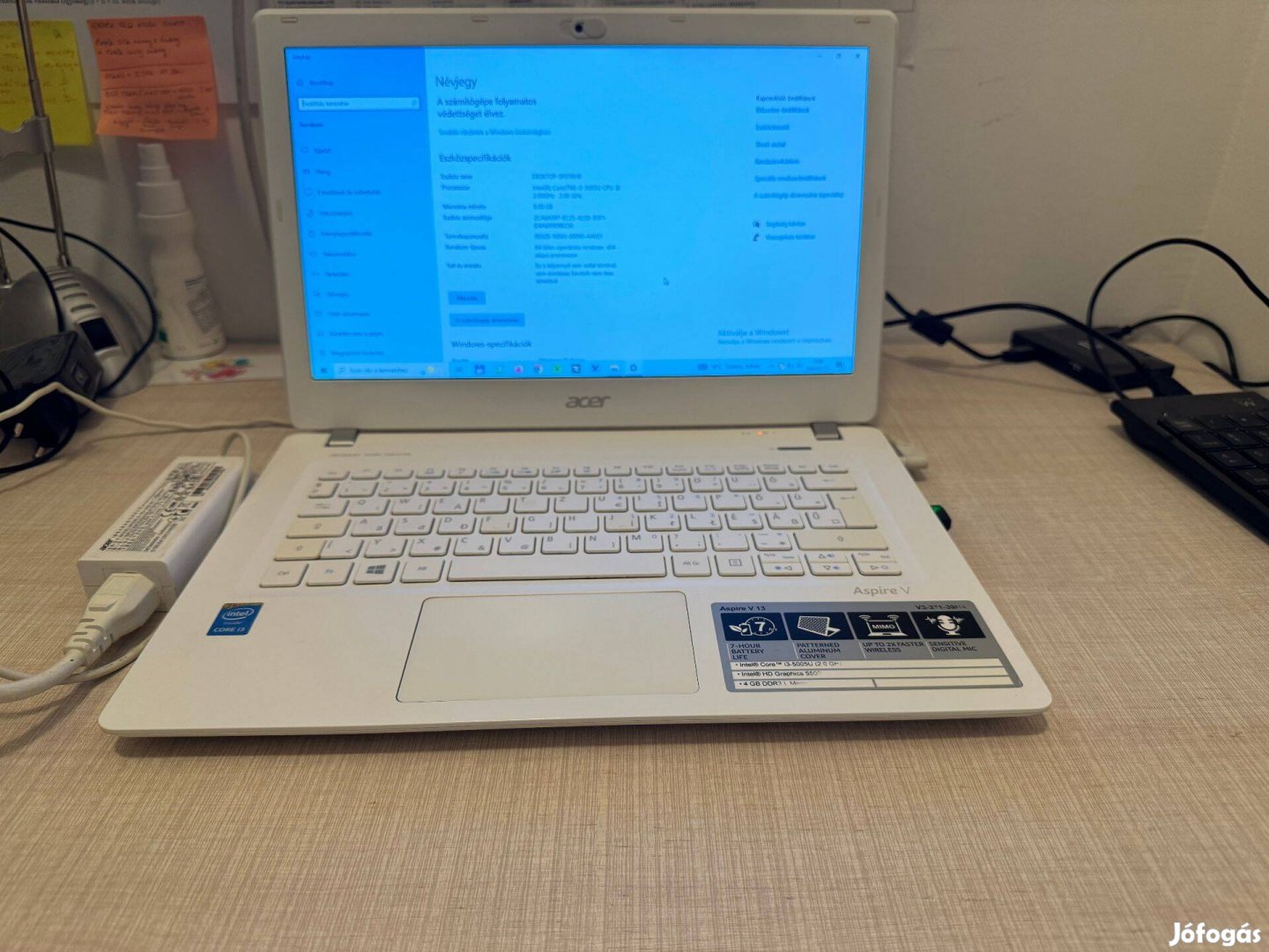 Acer Aspire V3-371 13", i3-5005U, 8GB DDR3, 240GB SSD notebook eladó
