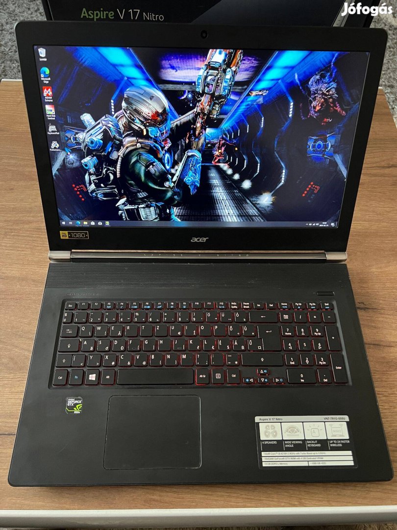 Acer Nitro Óriás Gamer Laptop 17" i5 4210H 16GB 256SSD 1TB Gtx 950 4GB