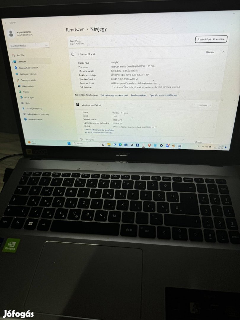 Acer laptop 12gen i5/524SSD