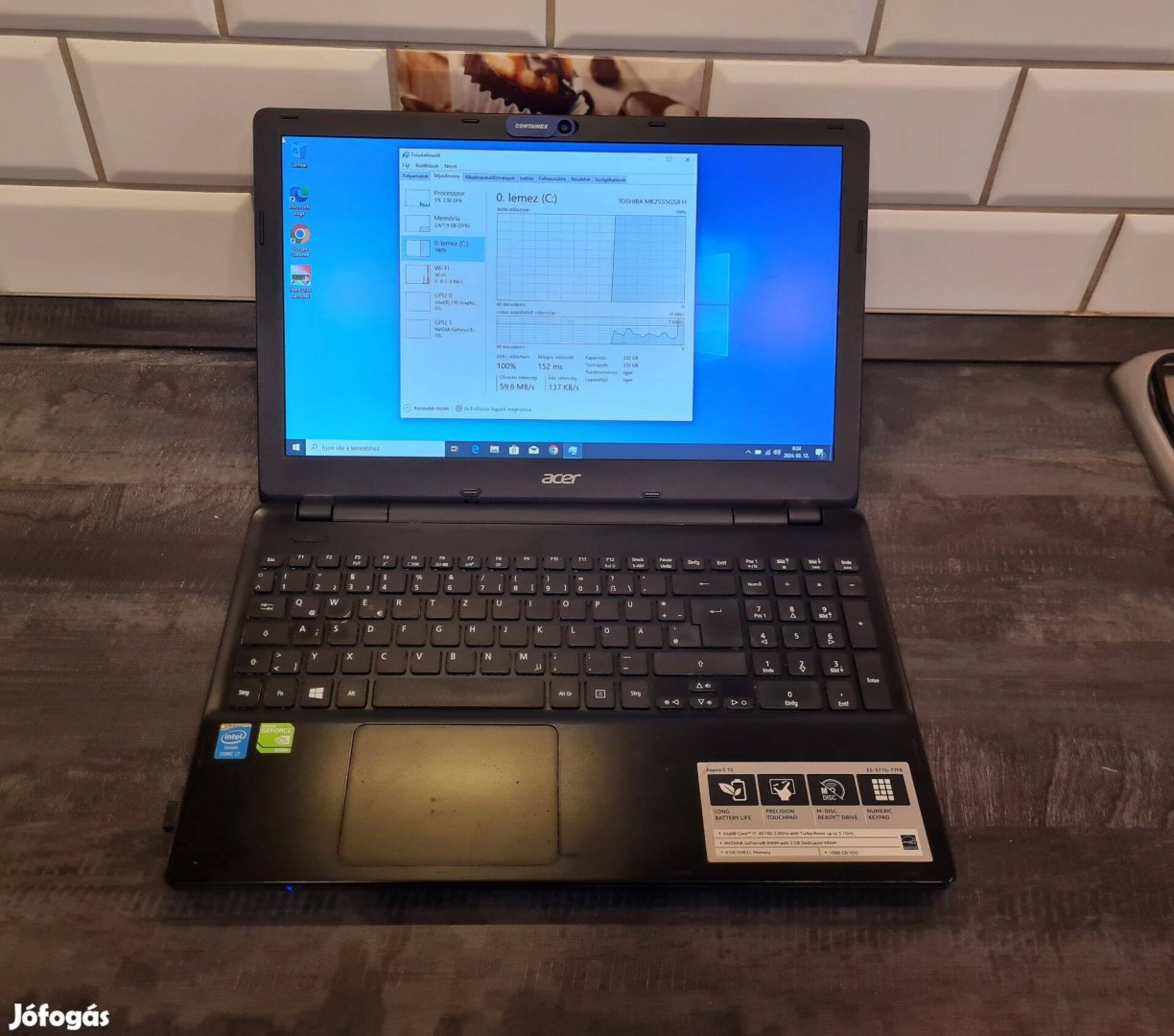 Acer laptop i7 4.gen 8 gb ram jó aksival eladó !