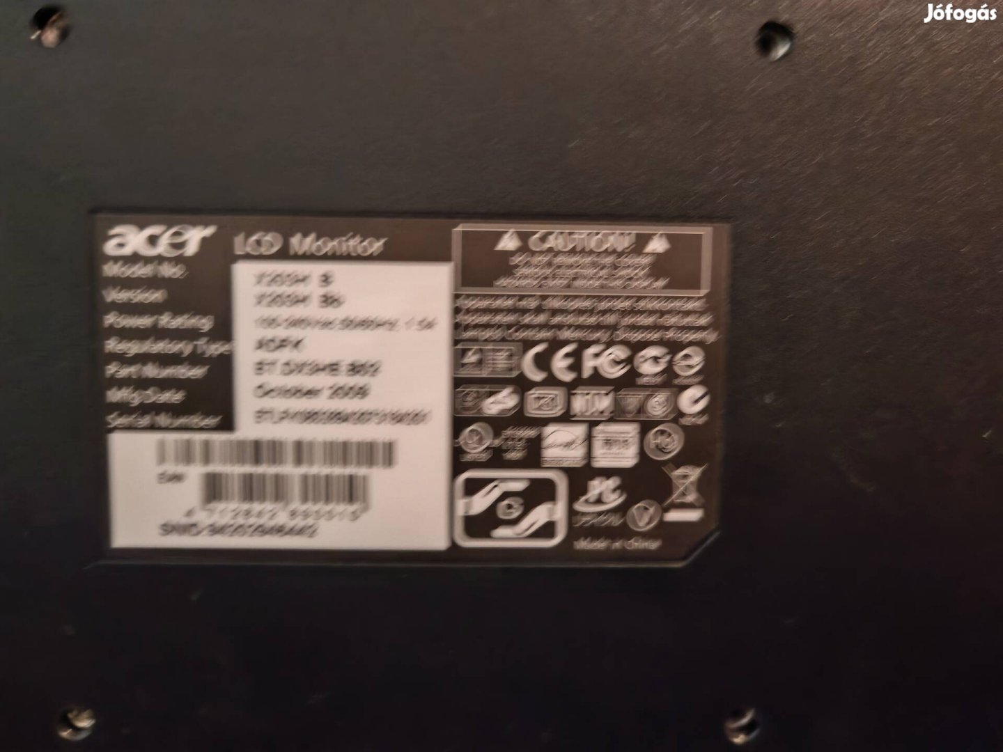 Acer x203h monitor