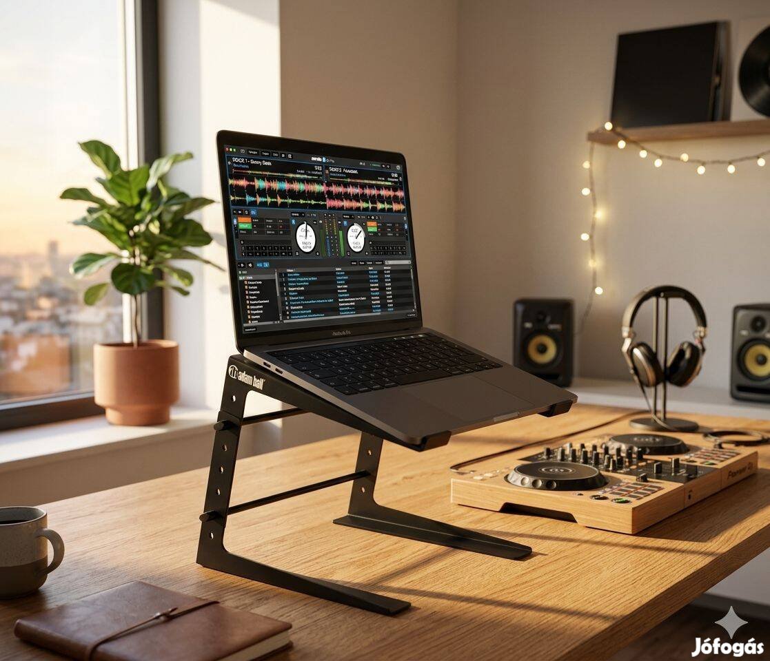 Adam Hall fekete laptop DJ állvány robusztus és állítható