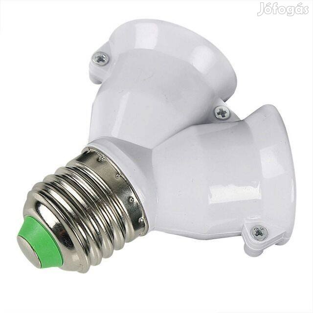 Adapter : E27 -> 2xE27 Foglalat Elosztó Konverter Fehér _