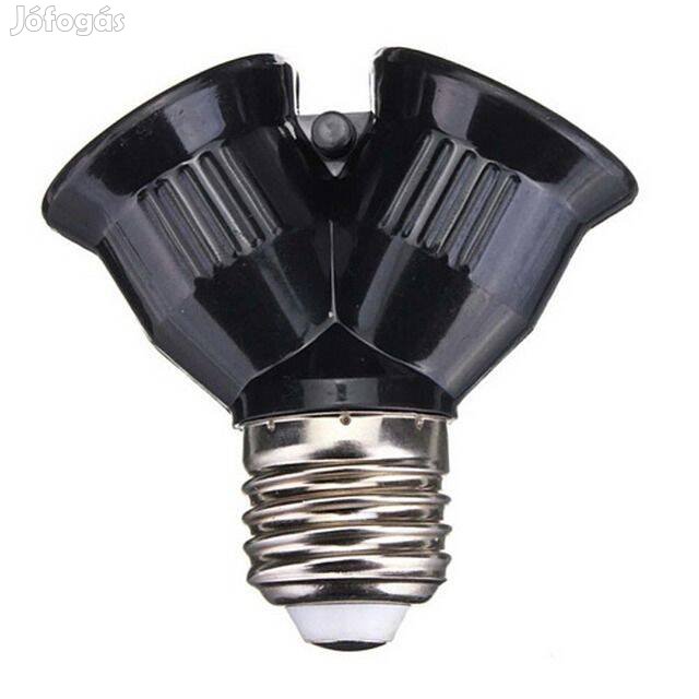 Adapter : E27 -> 2xE27 Foglalat Elosztó Konverter Fekete _