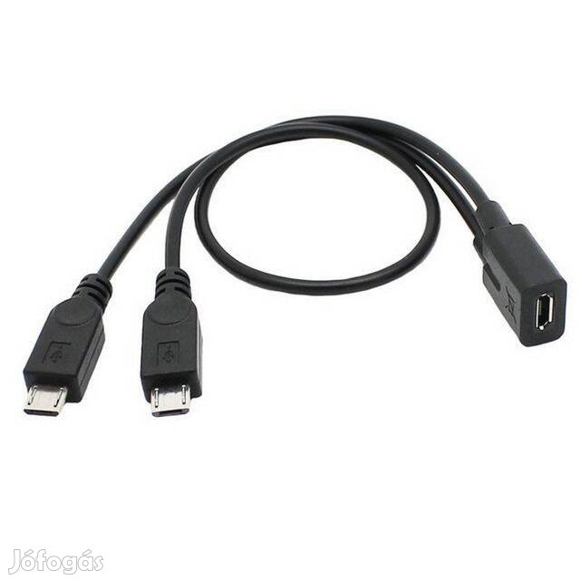 Adapter : micro USB (anya) -> 2x microusb (apa) / Y elosztó kábel _