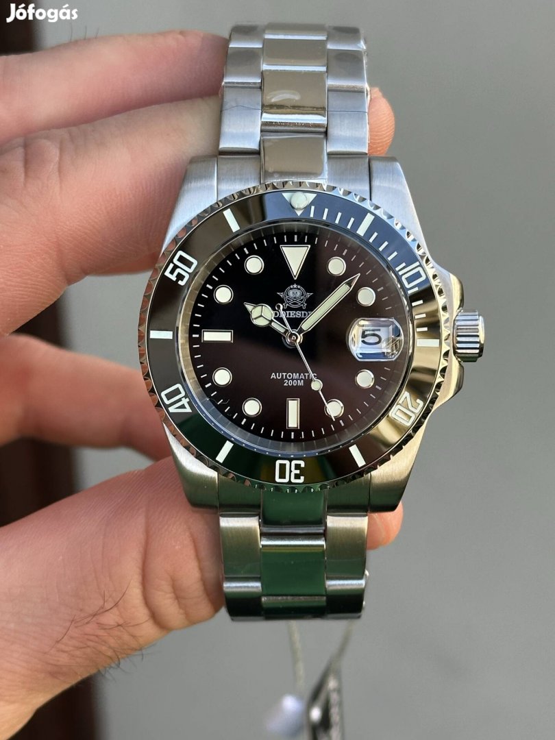 Addiesdive fekete Submariner NH35 új, automata karóra