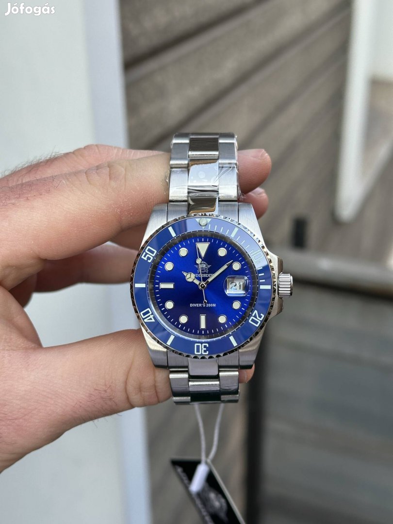 Addiesdive kék Submariner új, quartz karóra 