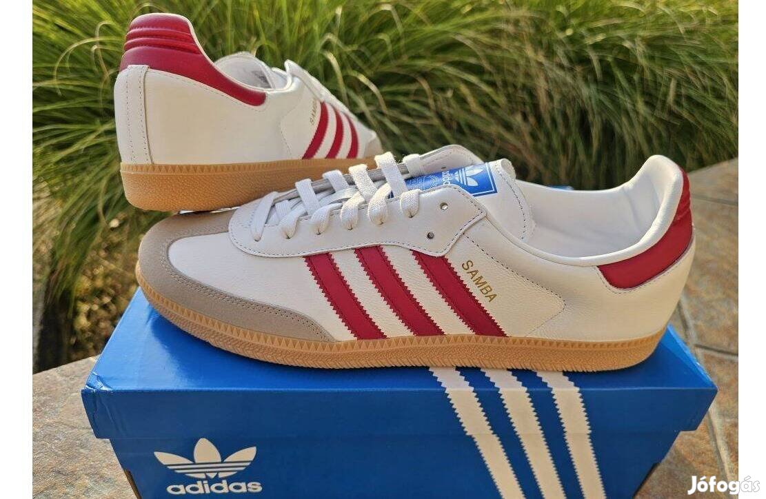 Adidas Samba OG 46.5-es fehér bőr utcai cipő. Teljesen új, doboz