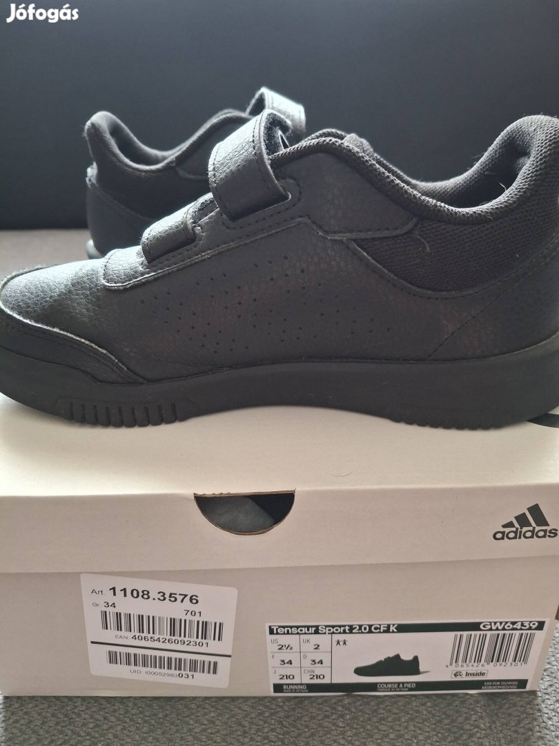 Adidas Tensaur fekete cipő 34-es, újszerű állapotban 