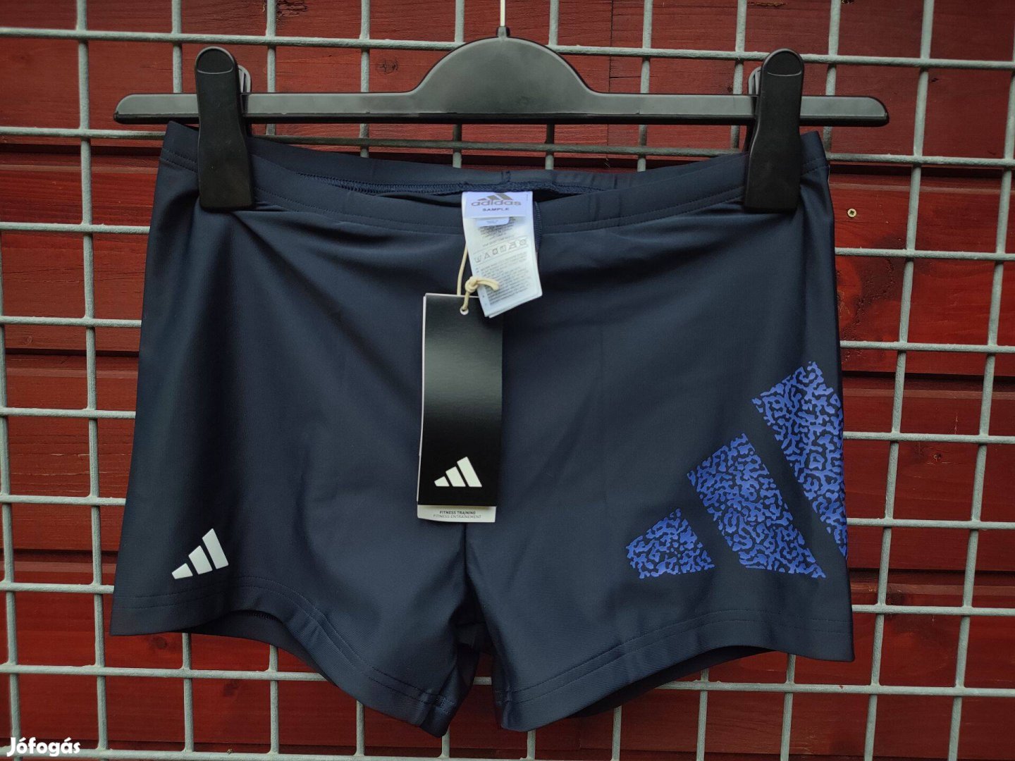 Adidas fekete kék logós boxer fürdőnadrág M-es (12.)