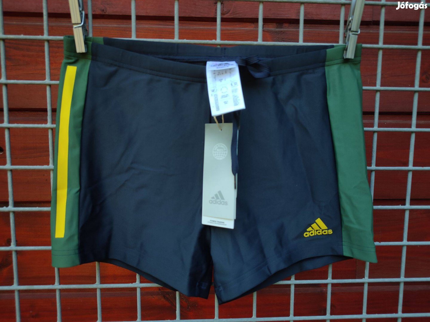 Adidas fekete zöld sárga boxer fürdőnadrág M-es (06.)