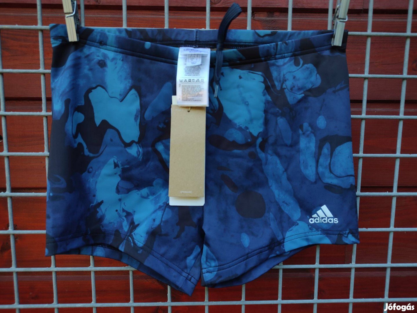 Adidas kék mintás boxer fürdőnadrág M-es (08.)