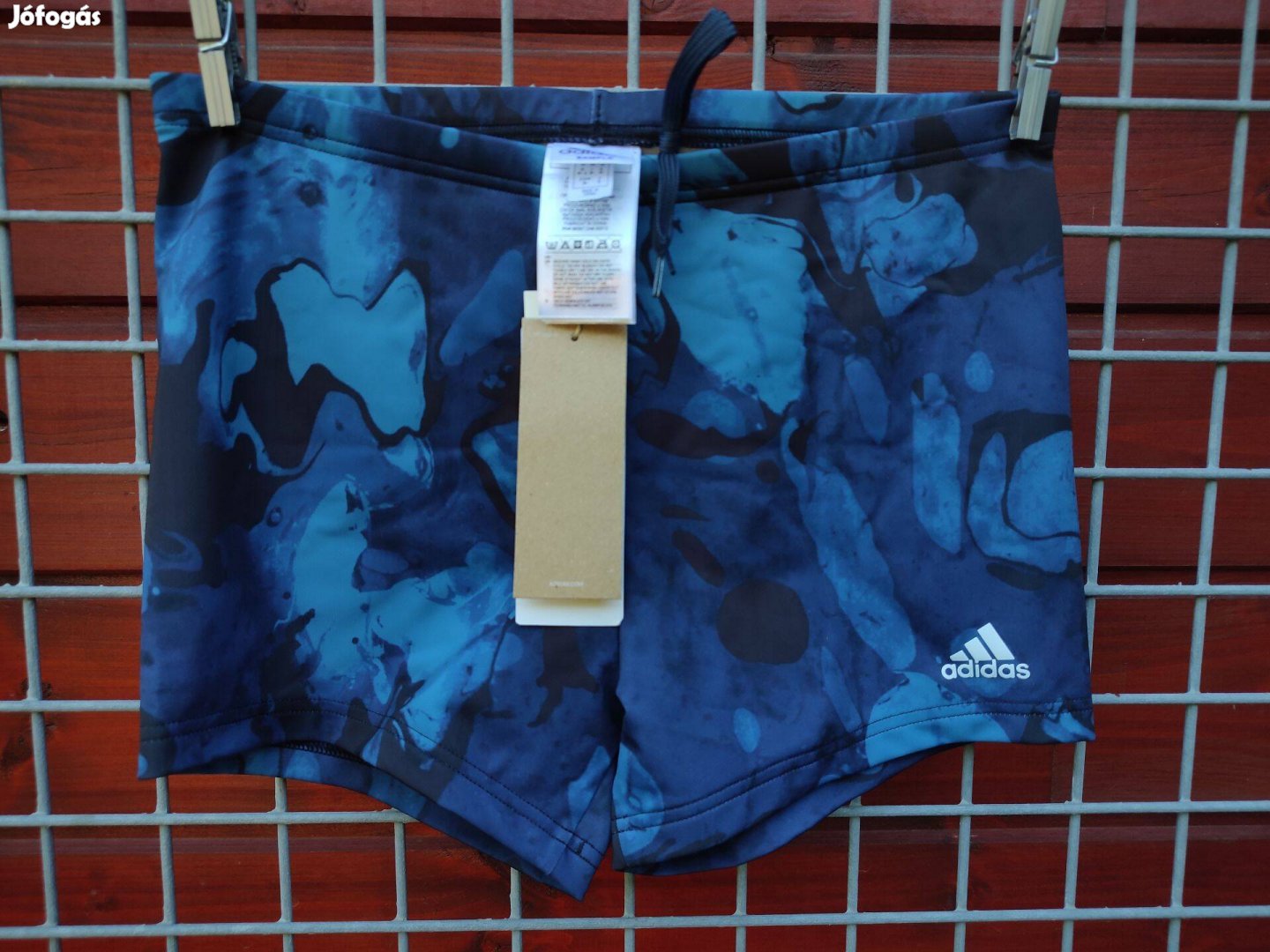 Adidas kék mintás boxer fürdőnadrág M-es (08.)