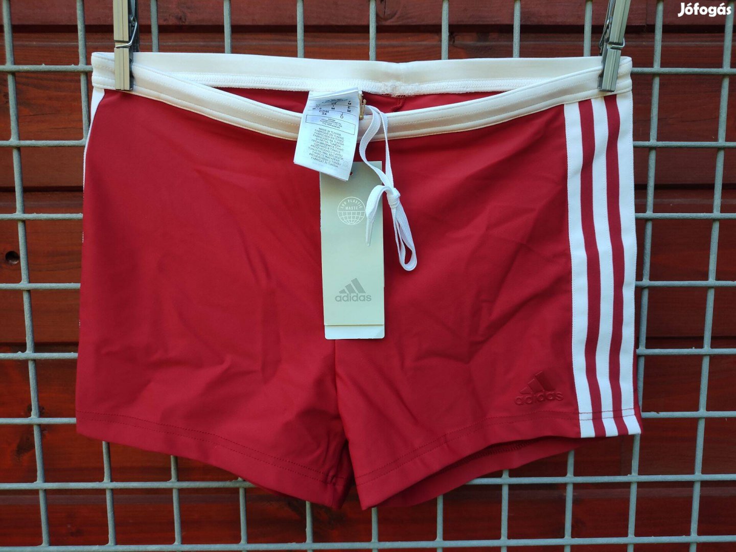 Adidas piros fehér boxer fürdőnadrág M-es (07.)