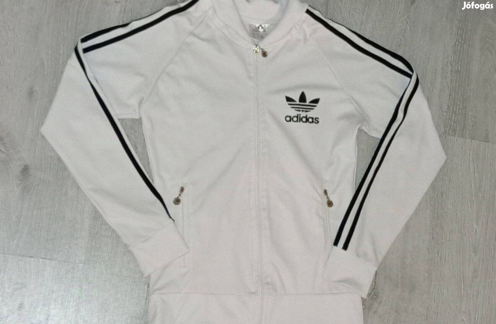 Adidas pulóver, fehér, kapucni nélküli, S-es méret