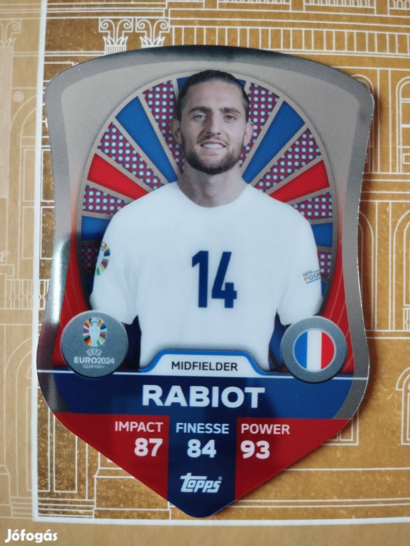 Adrien Rabiot Franciaország Chrome Pro Elite Schield Euro 2024 kártya