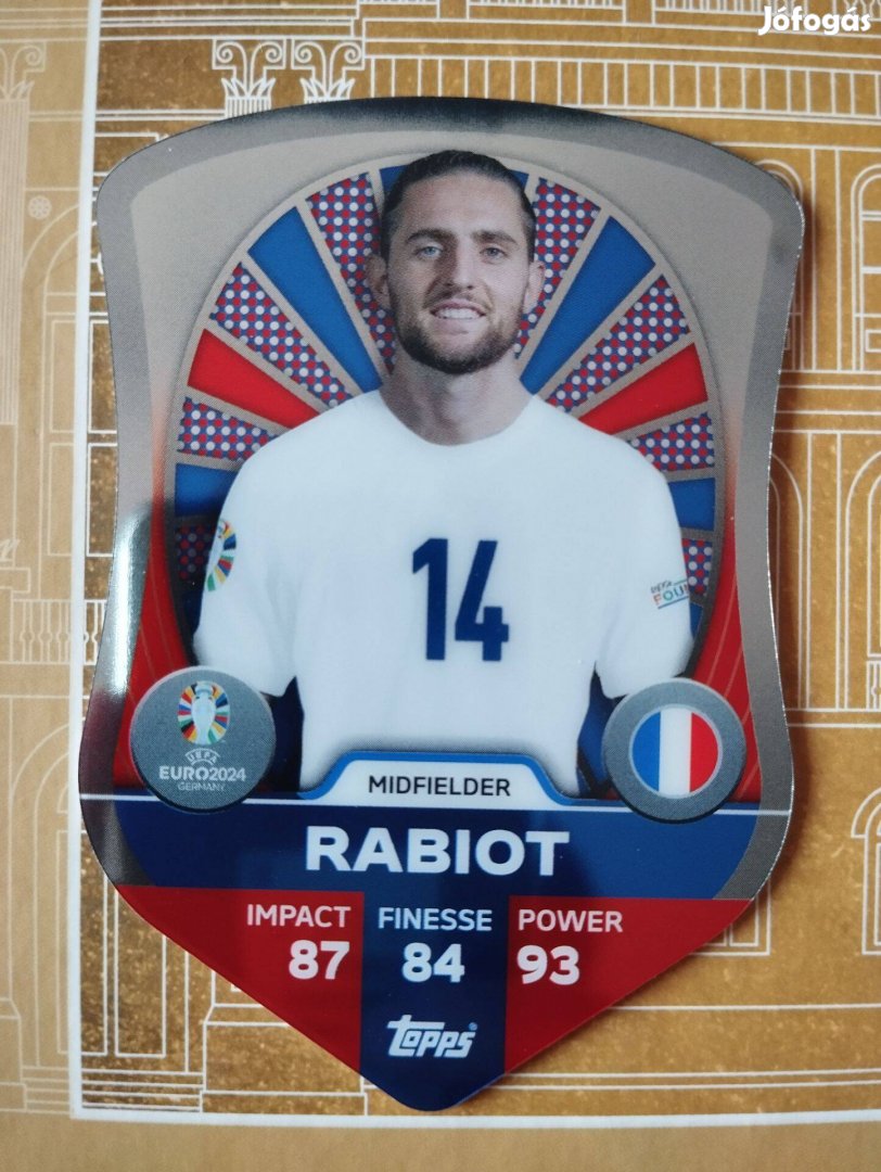 Adrien Rabiot Franciaország Chrome Pro Elite Schield Euro 2024 kártya