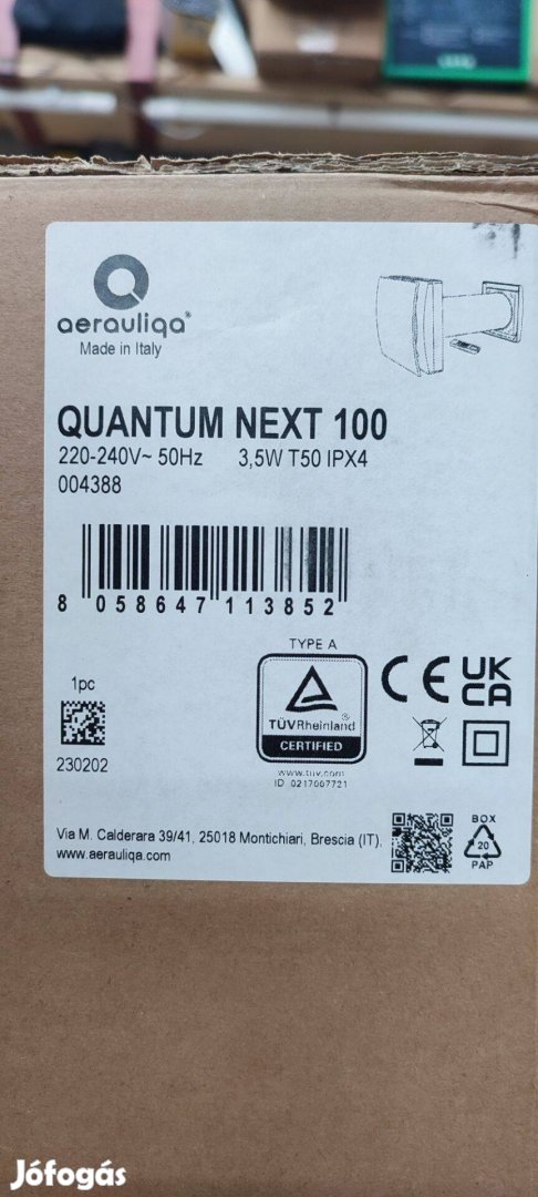Aerauliqa Quantum Next-100 egyhelyiséges hővisszanyerős szellőztető
