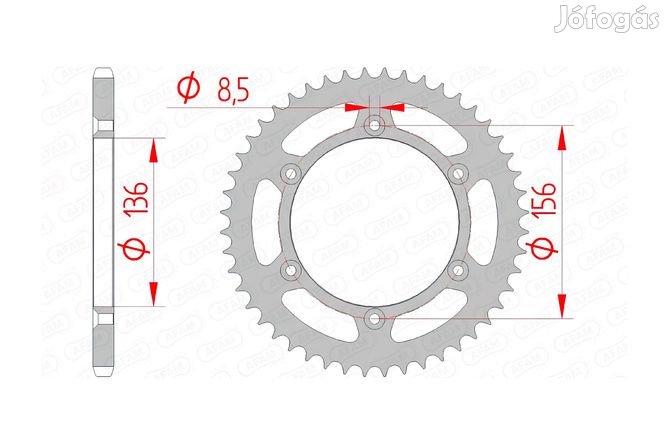 Afam acél hátsó lánckerék 43 fogas Beta / Husqvarna / Sherco