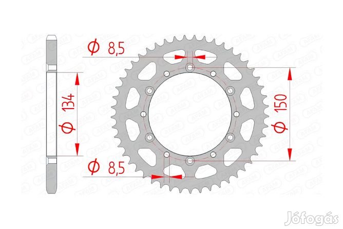 Afam acél hátsó lánckerék 48 fogú Kawasaki KX / KXF