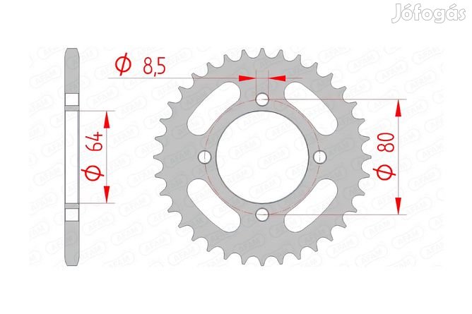Afam acél hátsó lánckerék, 32 fogas, PW 80