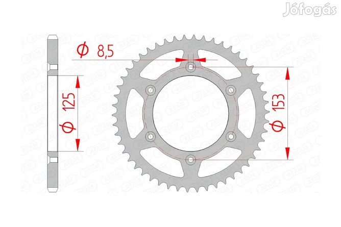 Afam acél hátsó lánckerék, öntisztító, 48 foggal, Honda CR / CRF / XR