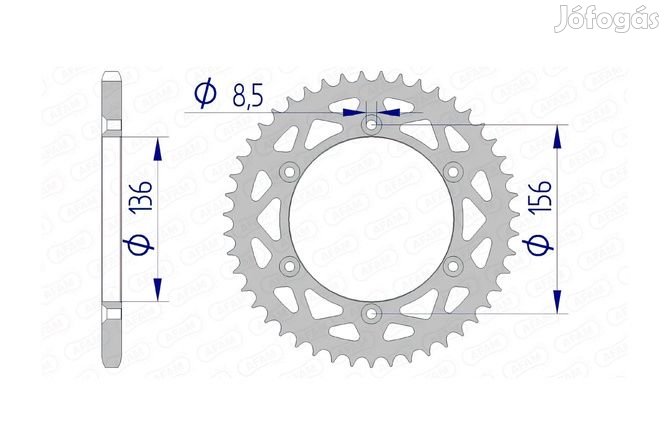 Afam alumínium hátsó lánckerék, 51 fog, GasGas / Husqvarna