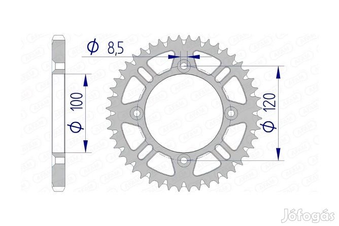 Afam alumínium önmagát tisztító hátsó lánckerék 428 / 51 fog RM / YZ 8