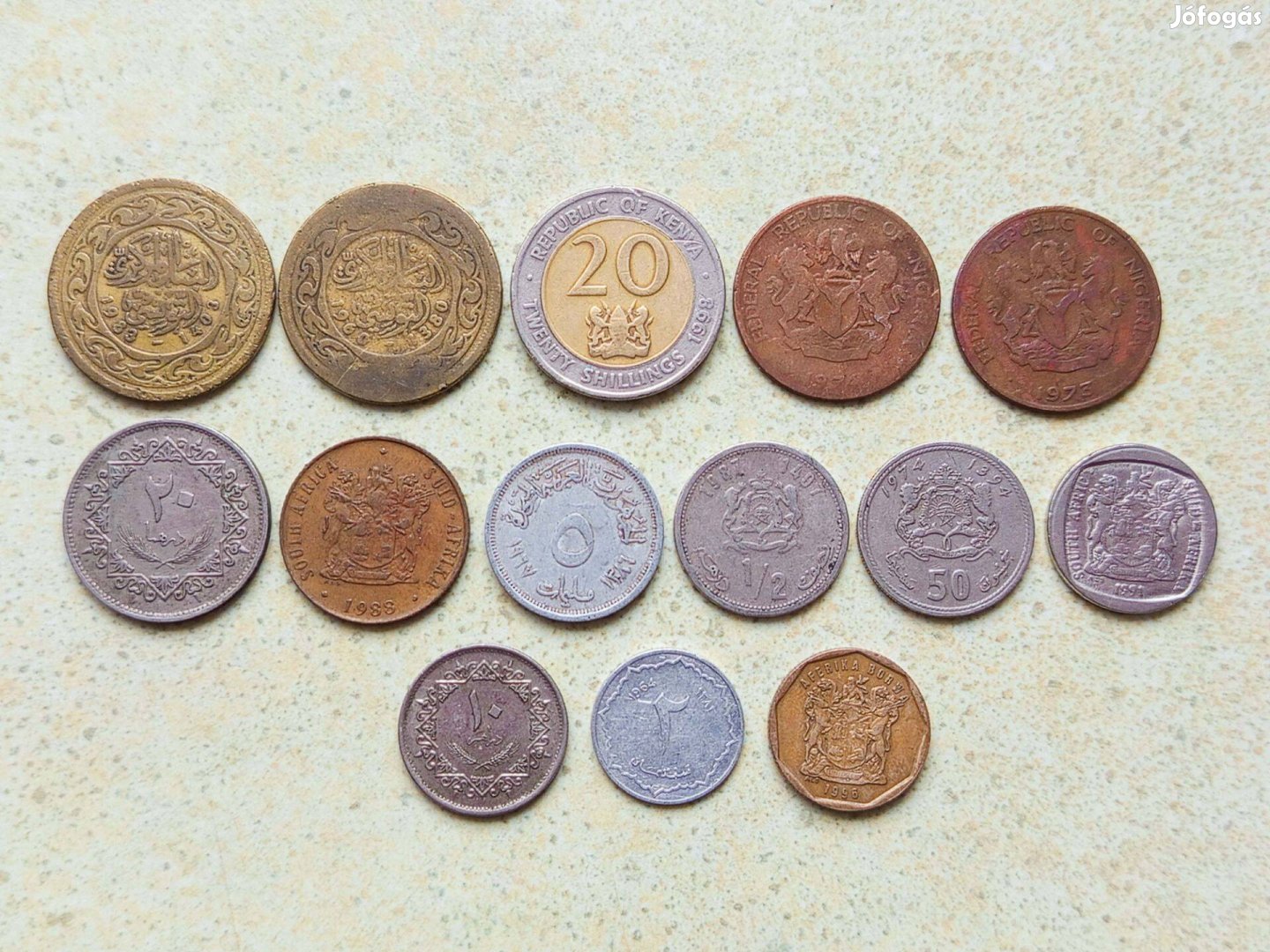 Afrika 14 db Különböző Érme Kenya Nigéria Marokkó Tunézia
