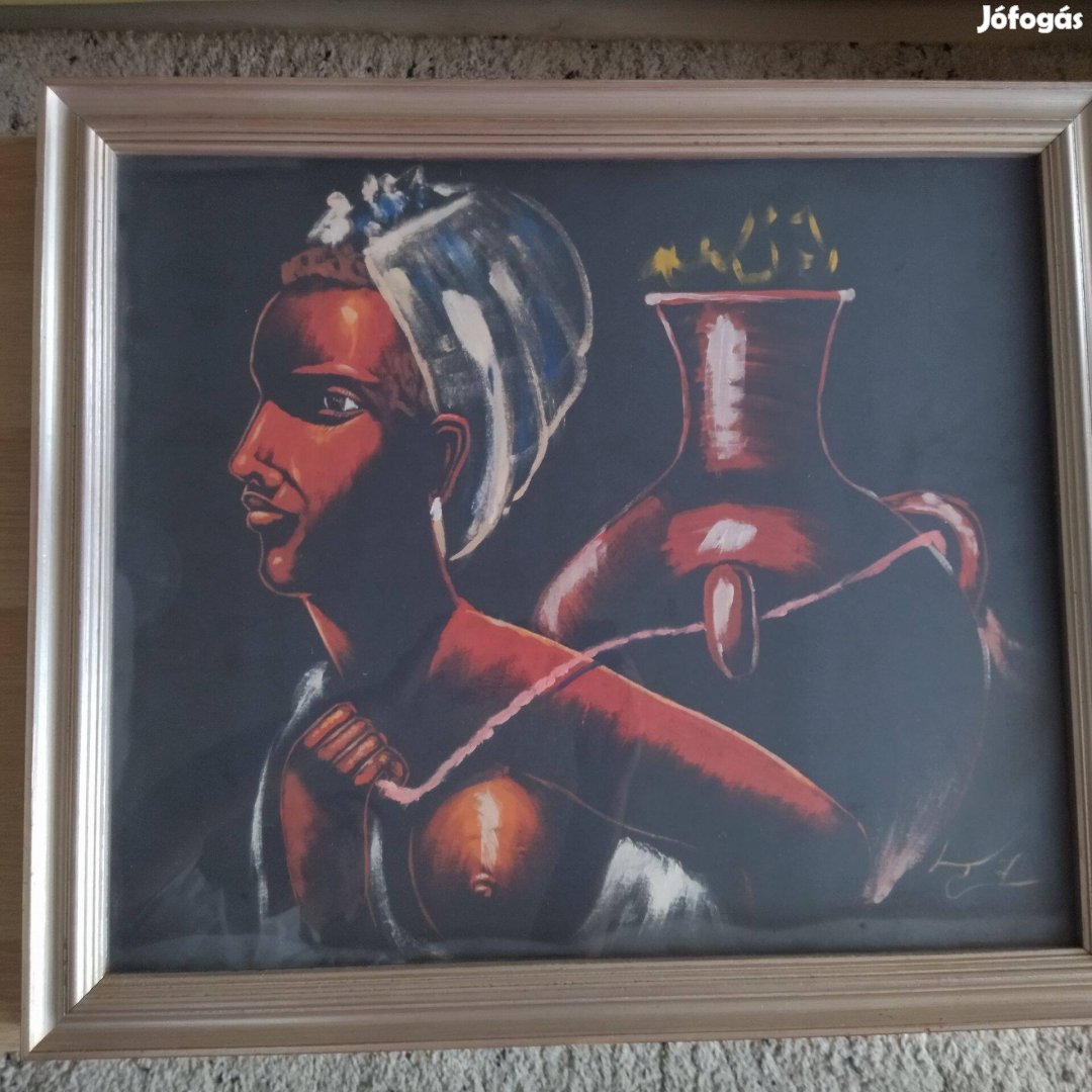 Afrika nő korsóval - vászonkép