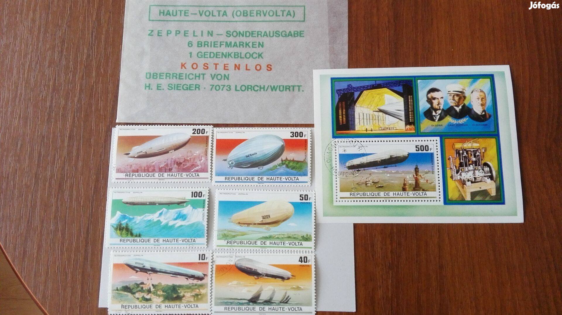 Afrikai Felső-Voltai Közt. 1958-1984 Zeppelin blokkbélyegs