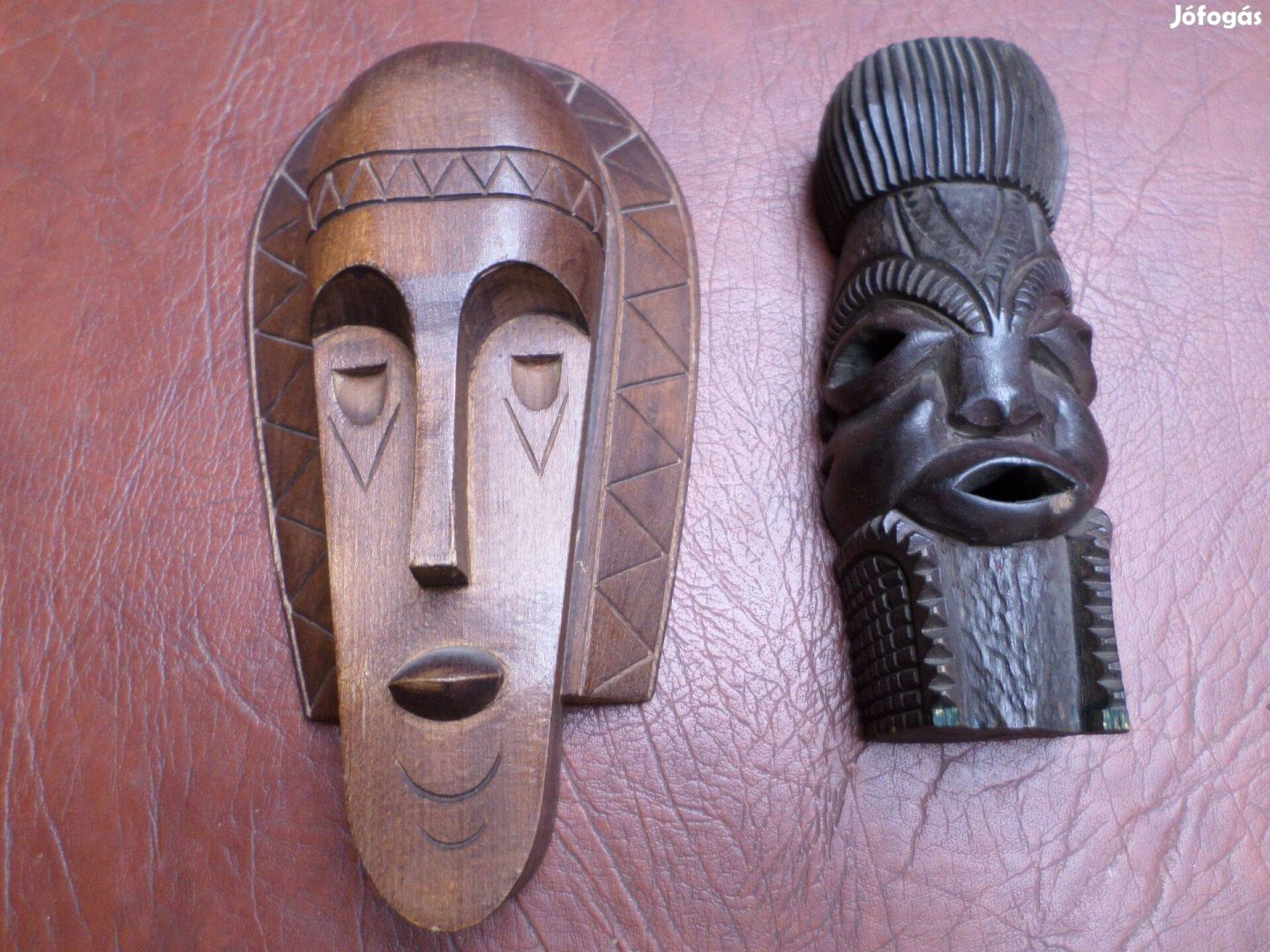 Afrikai faragott fa fej maszk falikép antik
