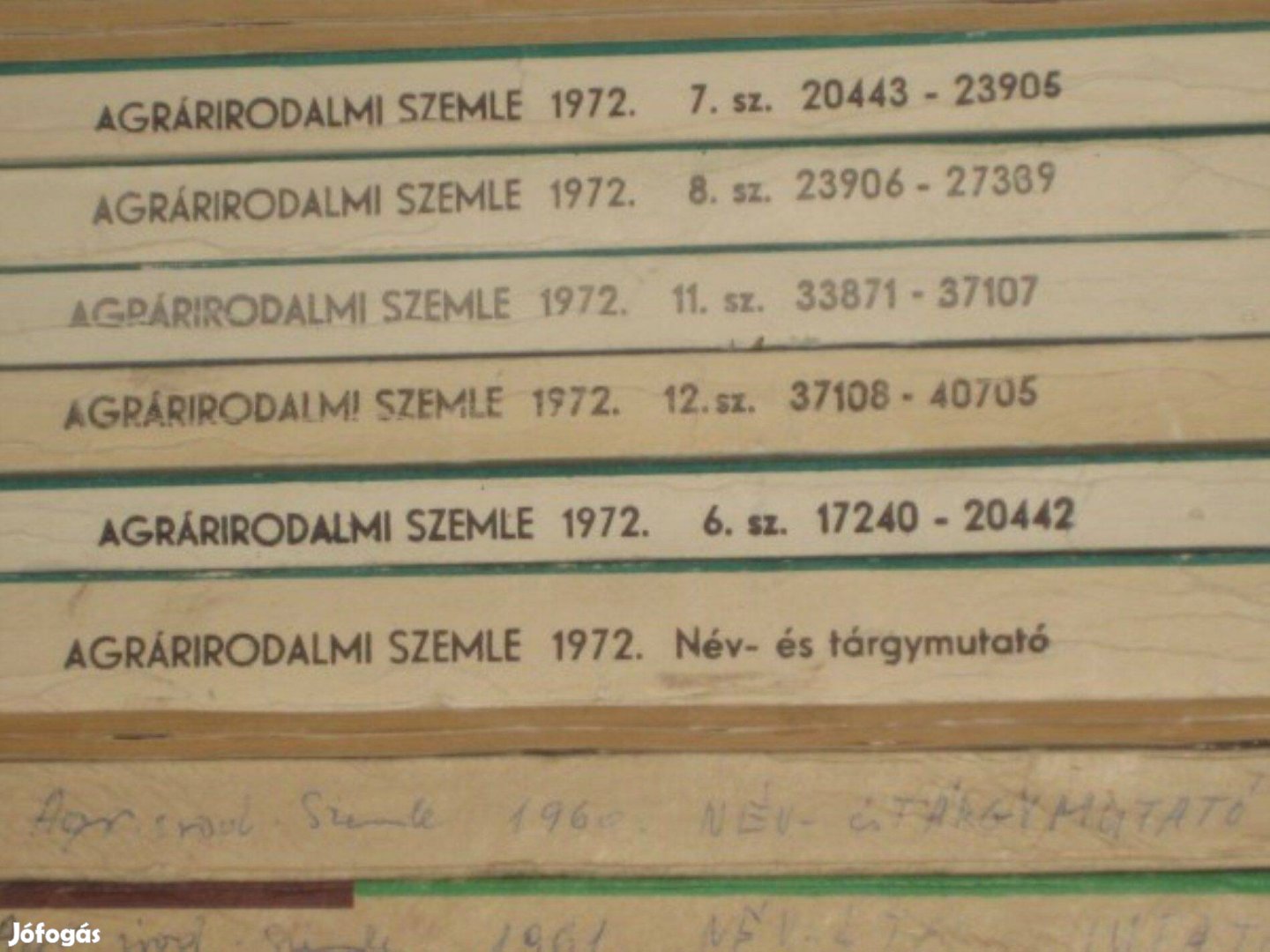 Agrárirodalmi Szemle 1972 6.-8., 11.-12. és név- és