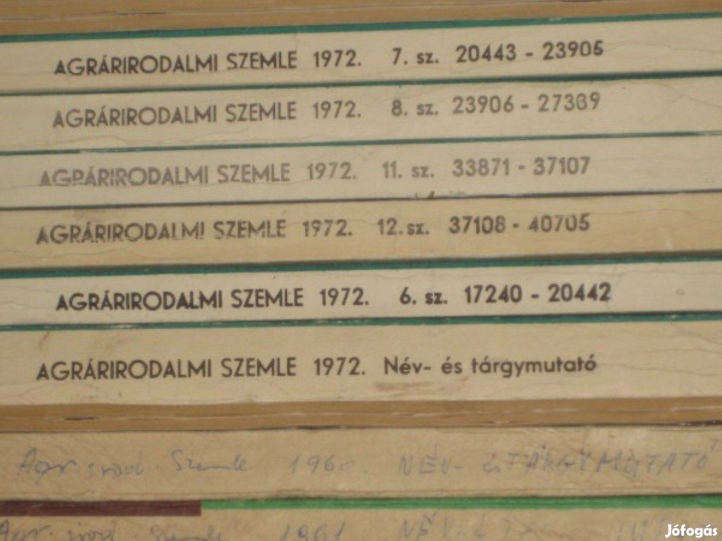 Agrárirodalmi Szemle 1972 6.-8., 11.-12. és név- és tárgymutató