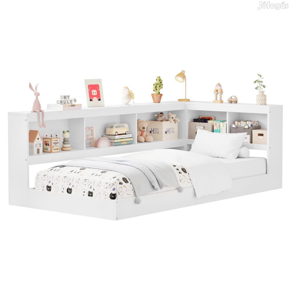 Ágy ágyráccsal, fehér, 90x200, TOSIA