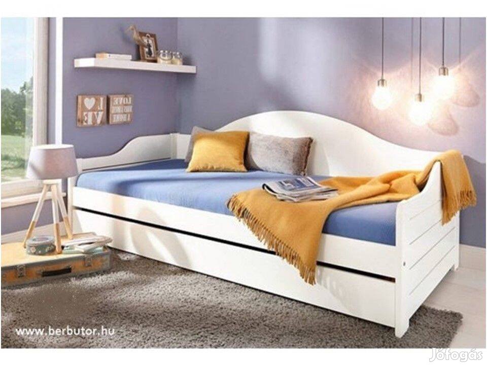 Ágy kanapéágy Tömör fenyő Fehér színben 90 cm Raktárról azonnal!