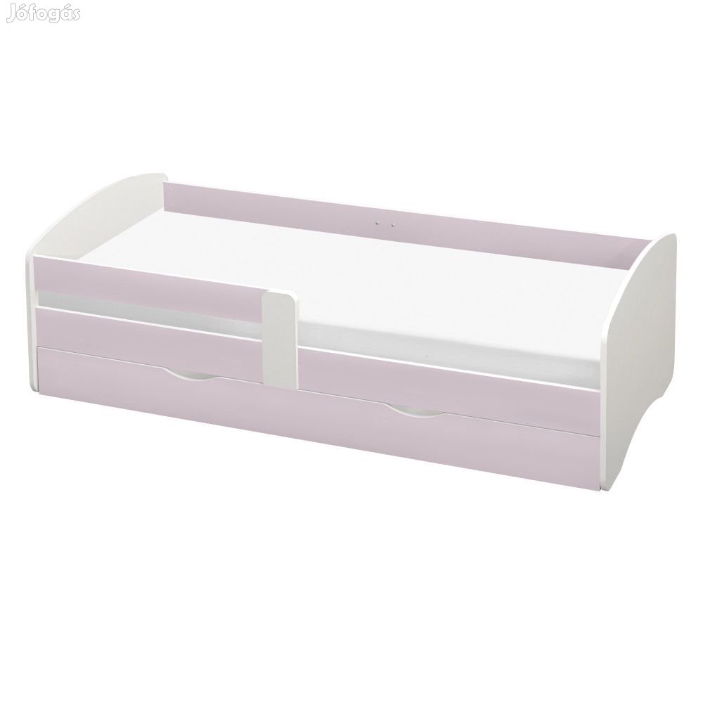 Ágy ráccsal és tárolóhellyel 90x200, fehér/rózsaszín, COCOLINO