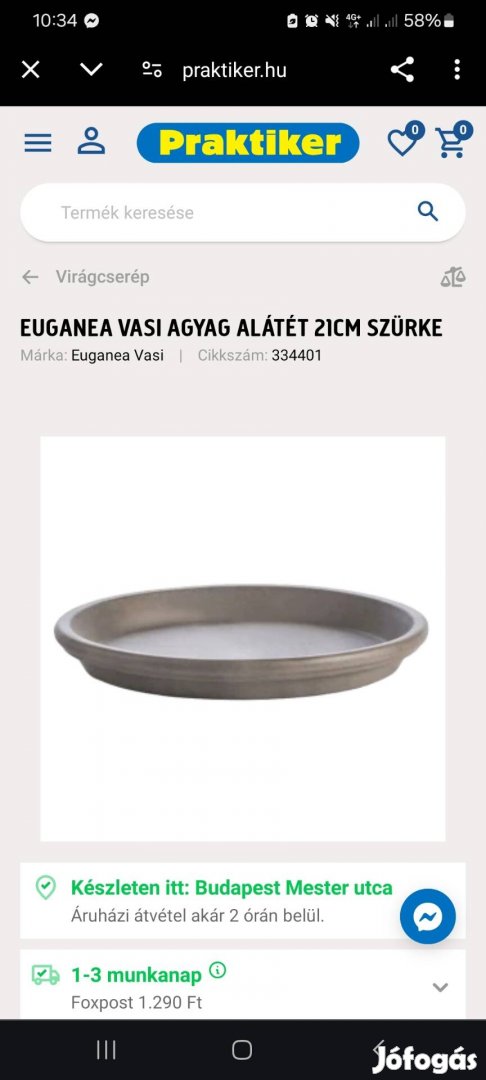 Agyag alatet euganea vasi 21 cm szurke