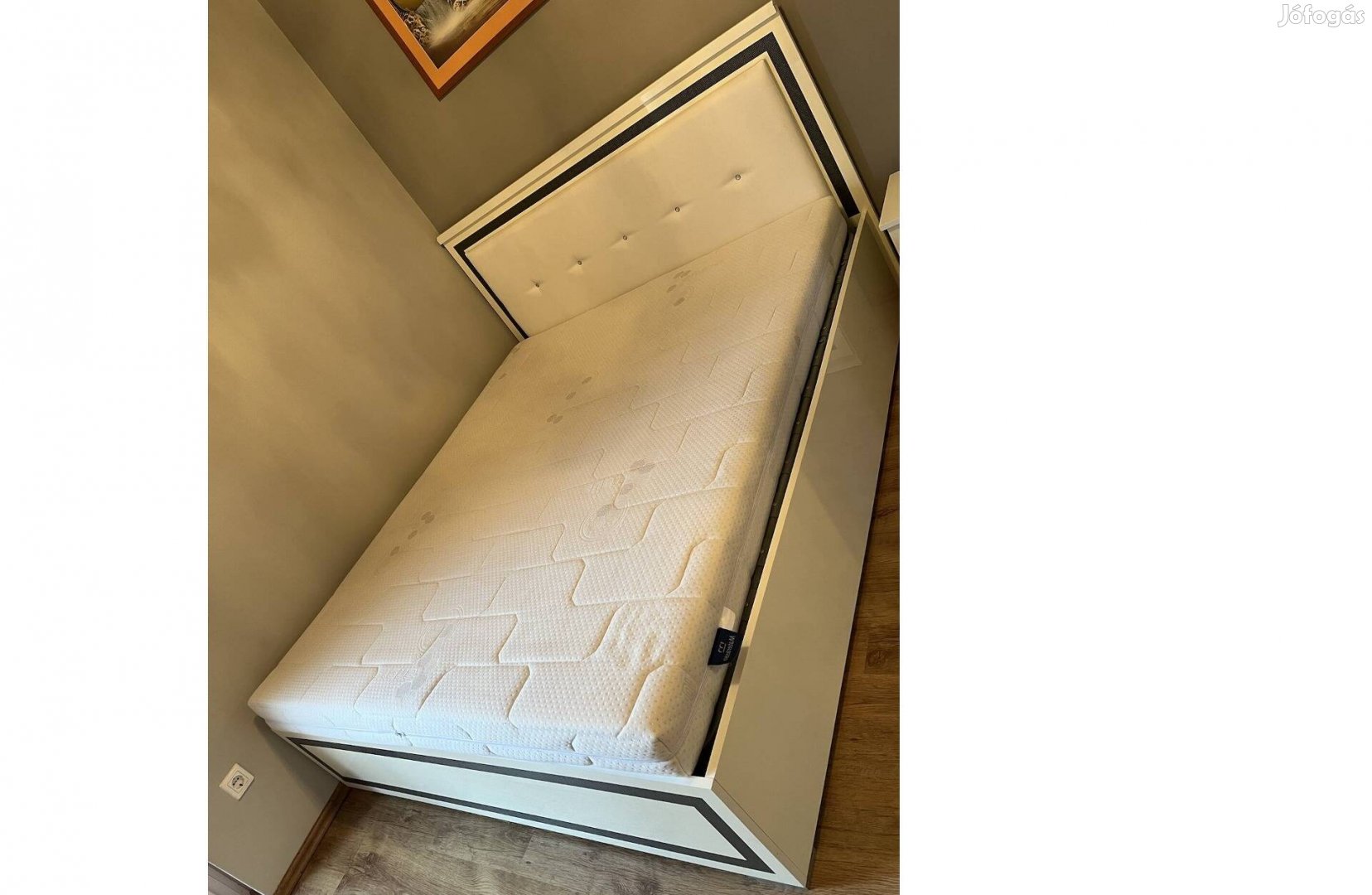 Ágyneműtartós Olasz fehér francia ágy (170x210) matraccal (160x200) !!