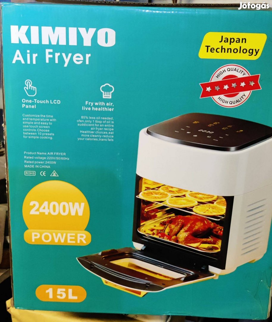 Air Fryer forro levegös olaj nélküli sütő 2400W 15L Új