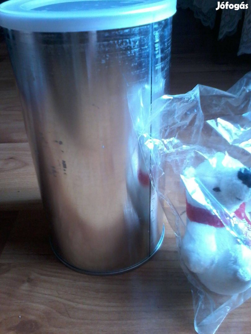 Ajándékcsomagoláshoz, cukor-kávé tartáshoz fém hengeres