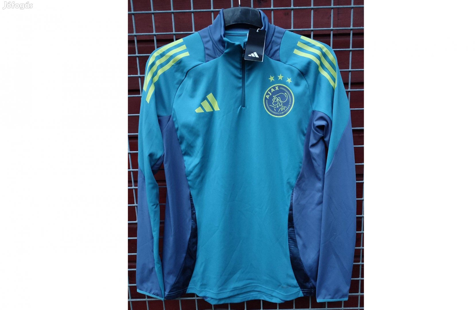Ajax Amsterdam eredeti adidas cipzáras nyakú felső (zöldeskék)