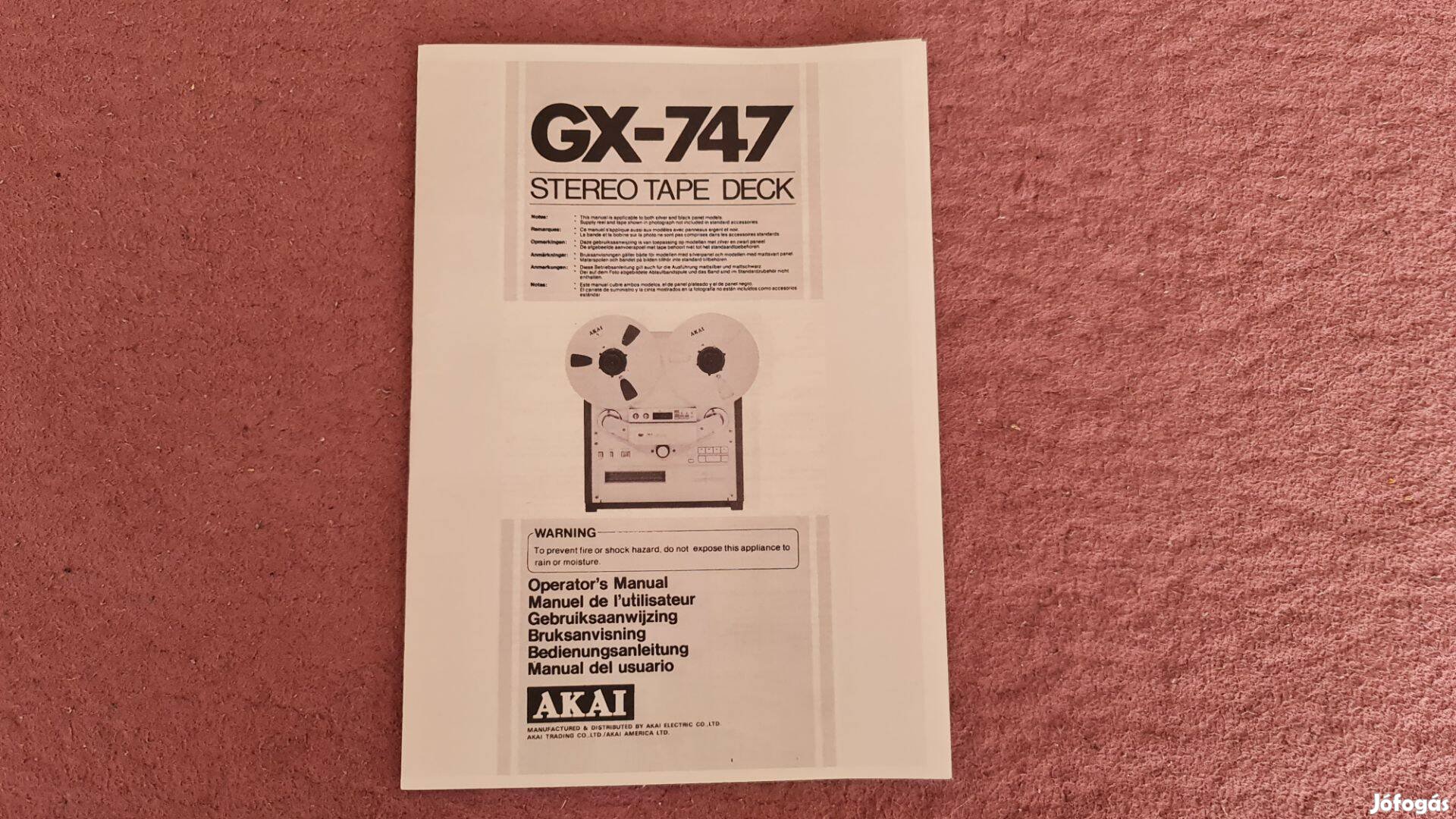 Akai Gx-747 orsós magnó kezelési útmutató (Manual)